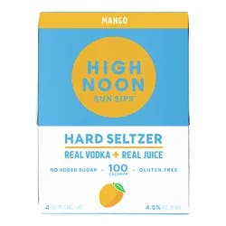 High Noon Mango Vodka Hard Seltzer 355ml Can 4pk