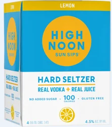 High Noon Lemon Vodka Hard Seltzer 355ml Can 4pk