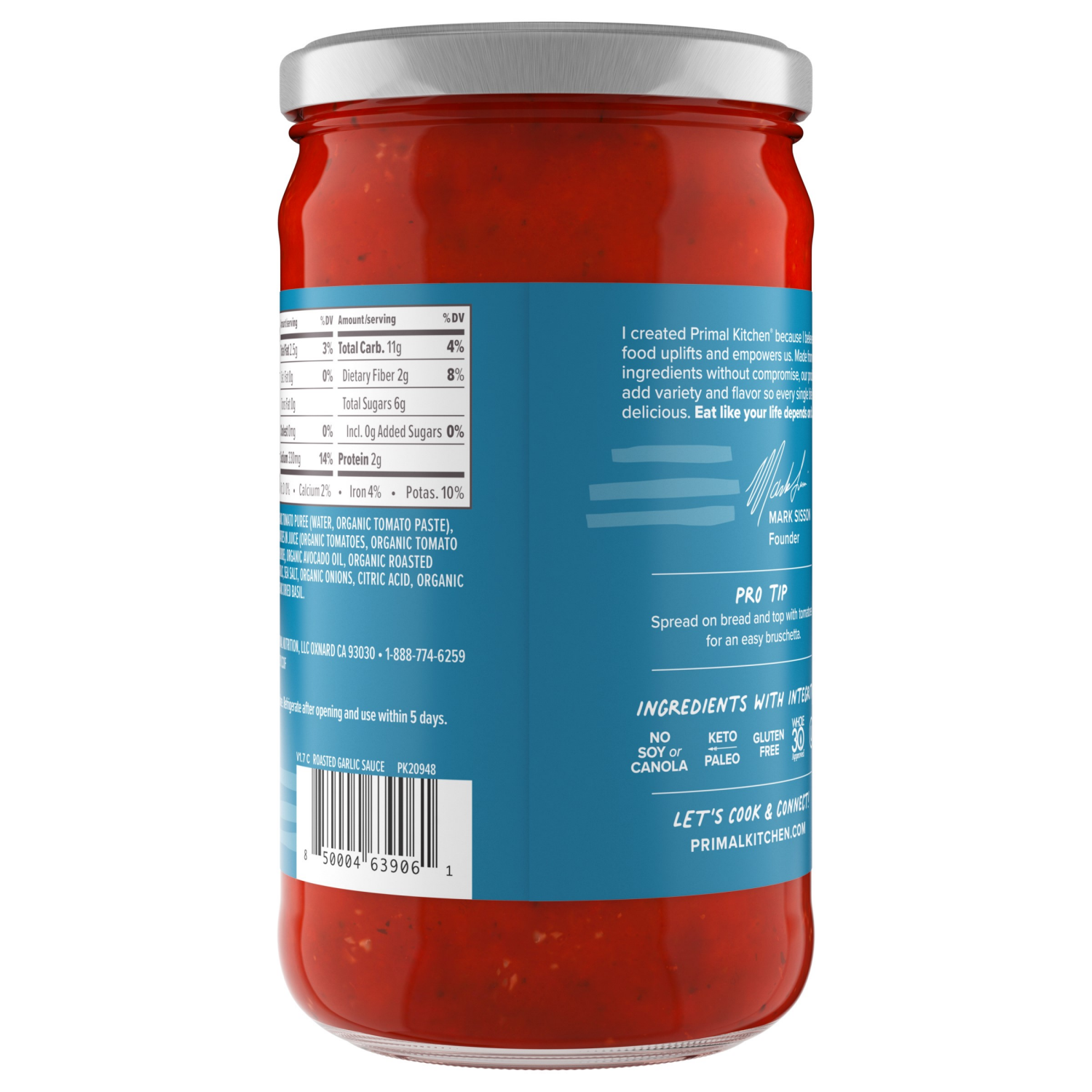 slide 2 of 5, Primal Kitchen Organic Roasted Garlic Marinara Sauce 24 oz, 24 oz