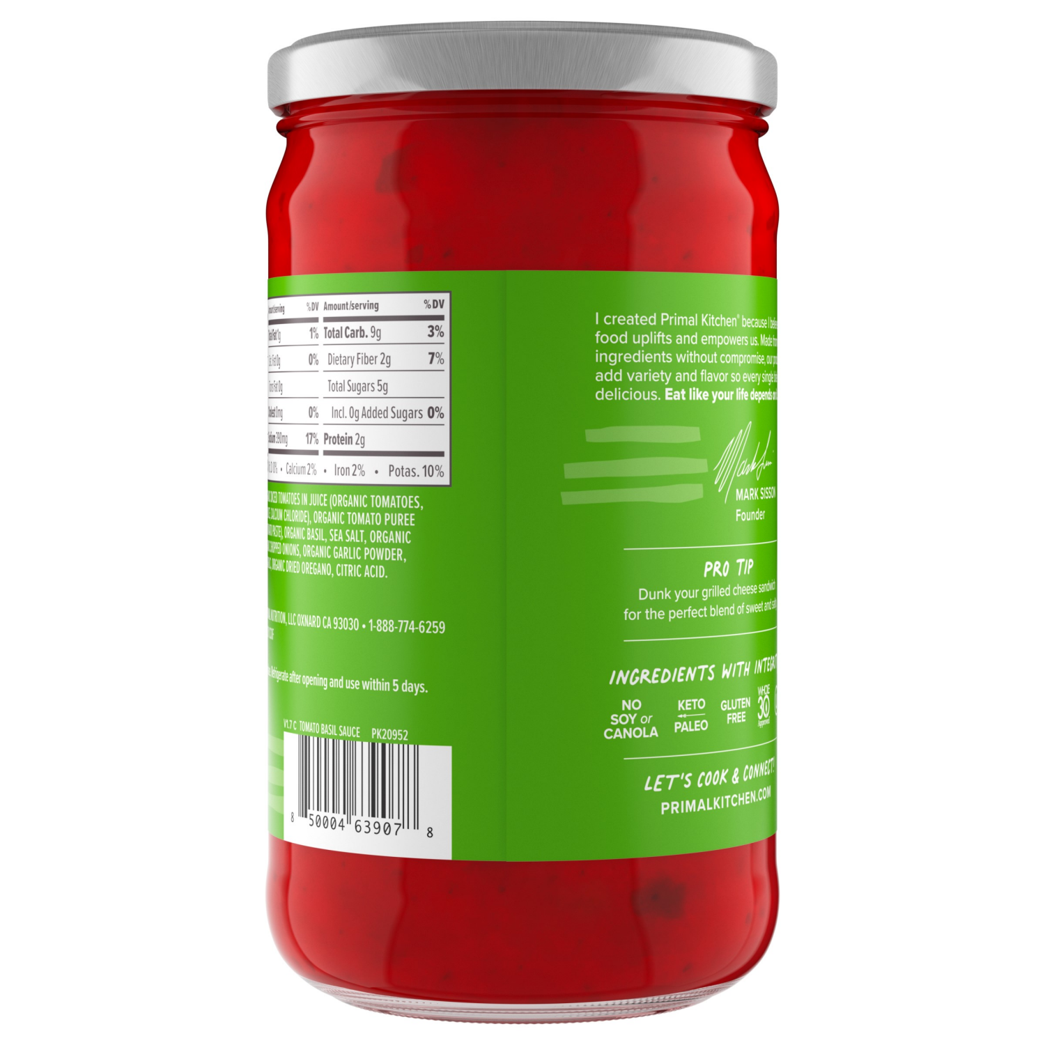 slide 2 of 5, Primal Kitchen Organic Tomato Basil Marinara Sauce 24 oz, 24 oz