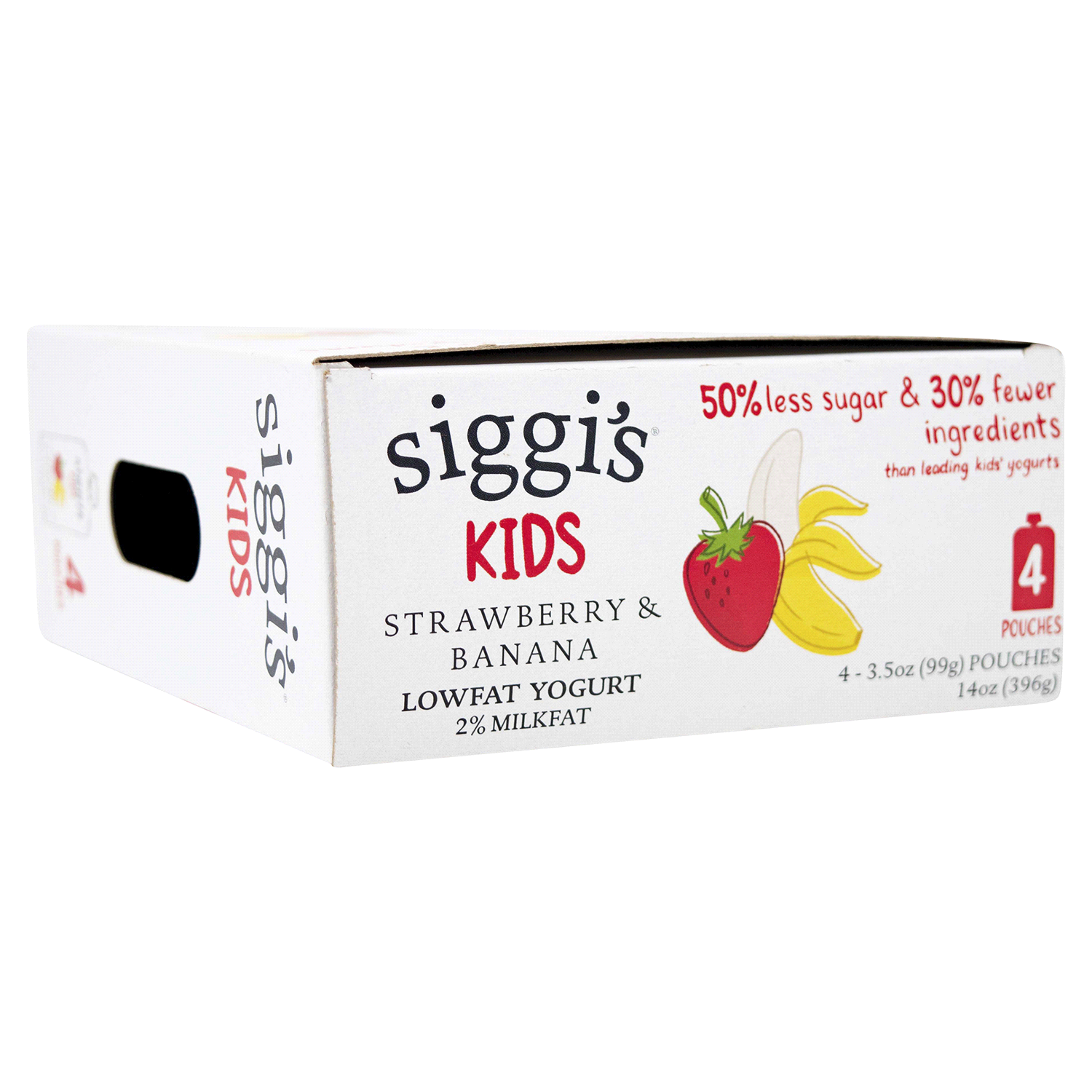 slide 4 of 4, Siggi's siggi’s Strawberry Banana Reduced Fat Yogurt Pouches, 3.5 oz, 4 ct Pack, 4 ct