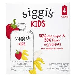 Siggi's siggi’s Strawberry Banana Reduced Fat Yogurt Pouches, 3.5 oz, 4 ct Pack