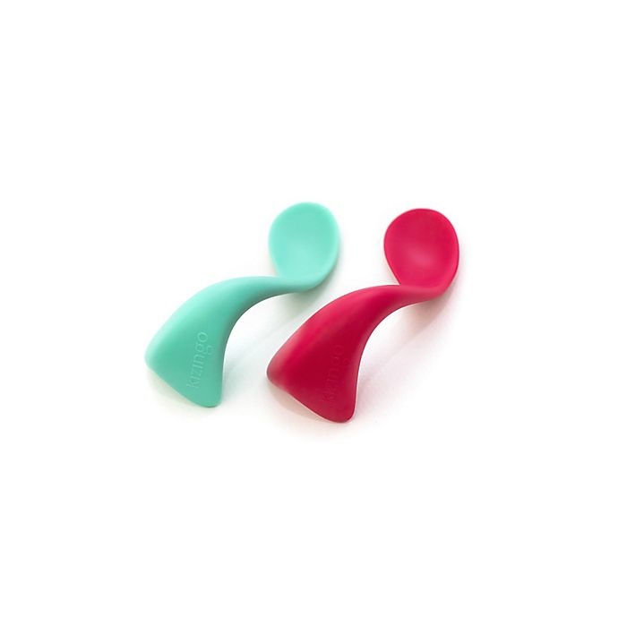 slide 2 of 5, Kizingo Toddler Spoons - Pink/Green, 2 ct