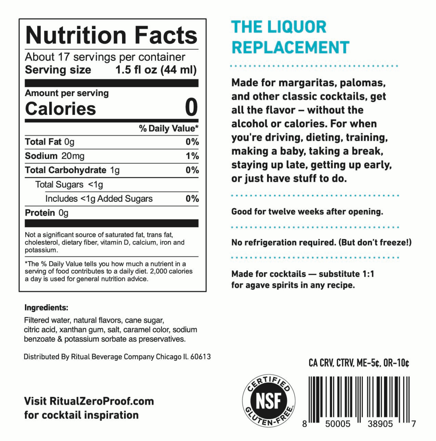 slide 3 of 3, Ritual Zero Proof Agave Spirit Alternative 25.4 fl oz, 25.4 fl oz