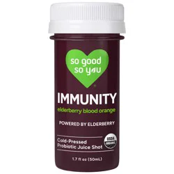 So Good So You Organic Probiotic Juice Shot Immunity Elderberry Blood Orange, 1.7 Fl Oz