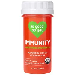 So Good So You Organic Probiotic Juice Shot Immunity Watermelon Strawberry, 1.7 Oz