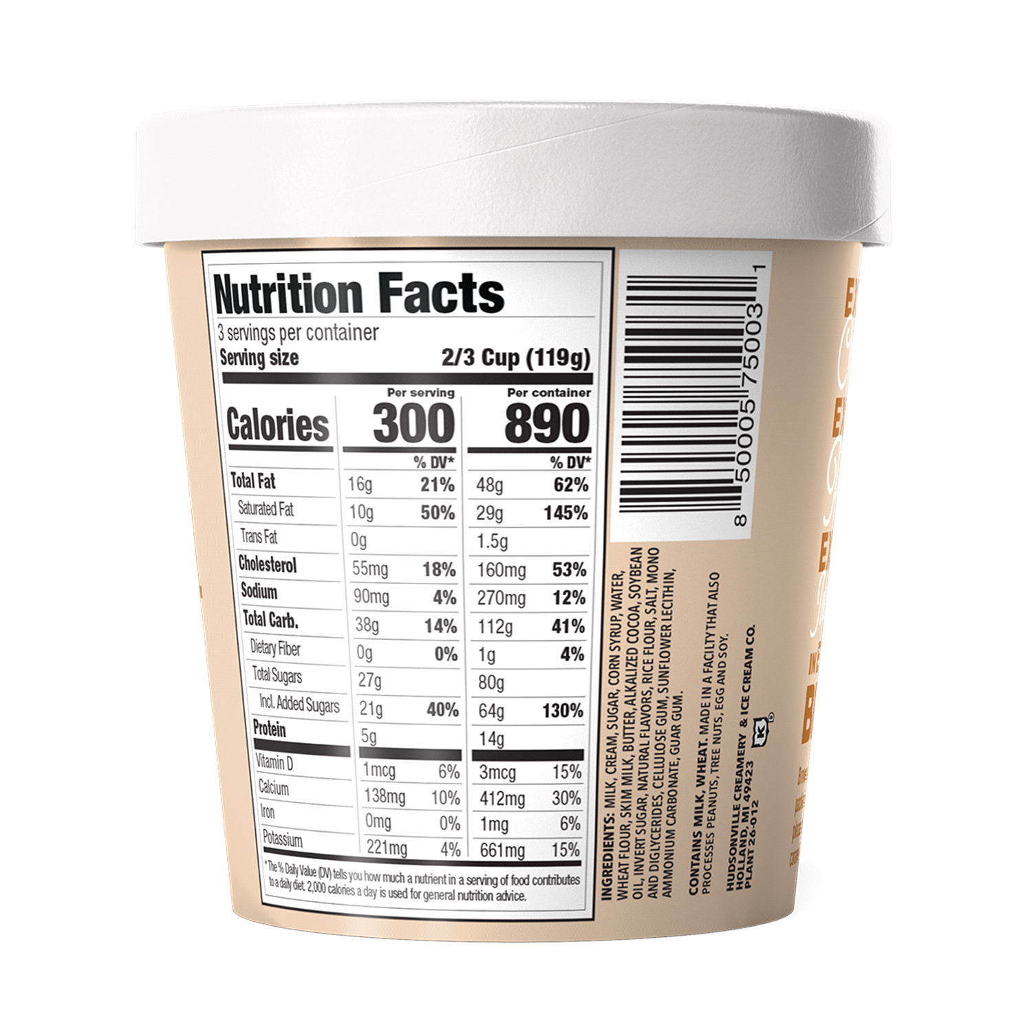 slide 2 of 3, Hudsonville Extra Indulgent Salted Caramel Brownie Ice Cream 1 pt, 1 pint