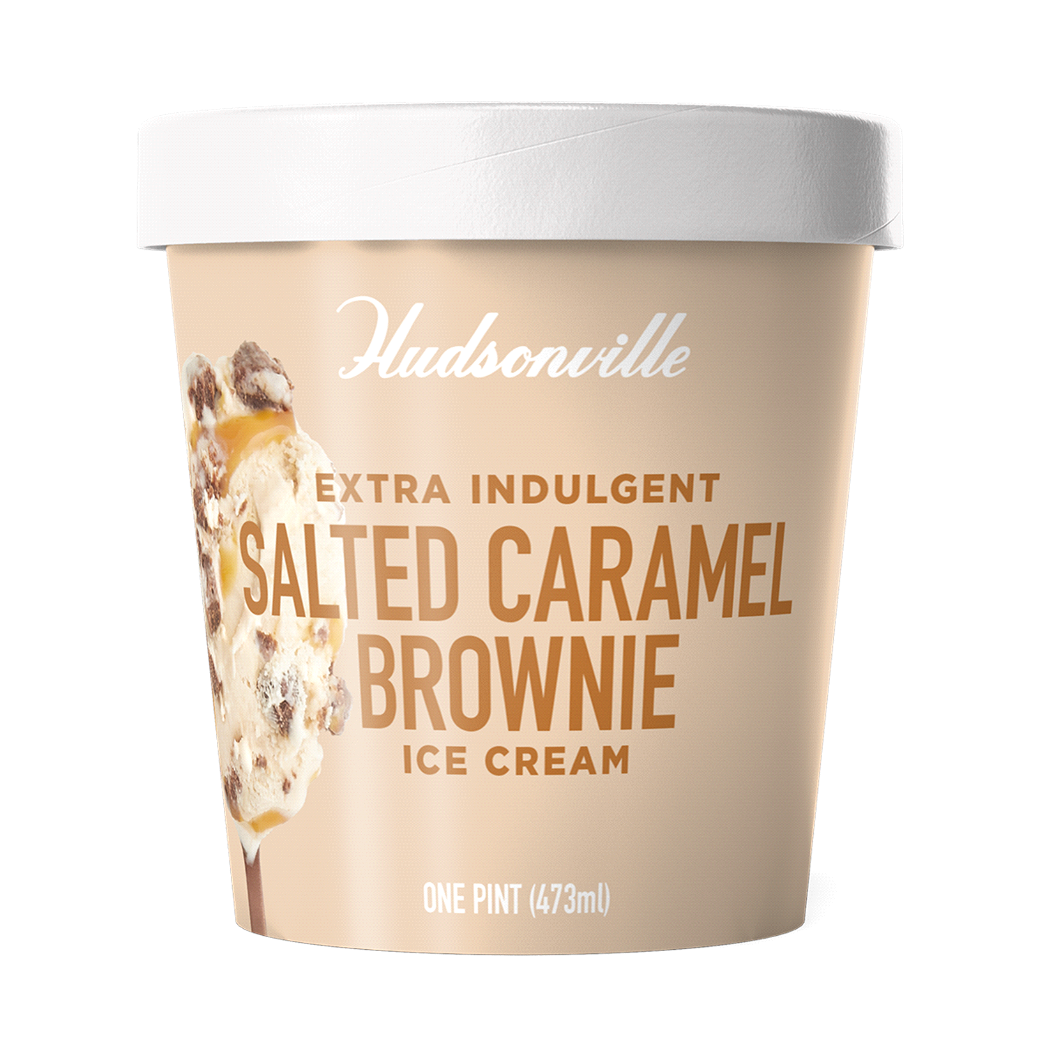 slide 1 of 3, Hudsonville Extra Indulgent Salted Caramel Brownie Ice Cream 1 pt, 1 pint