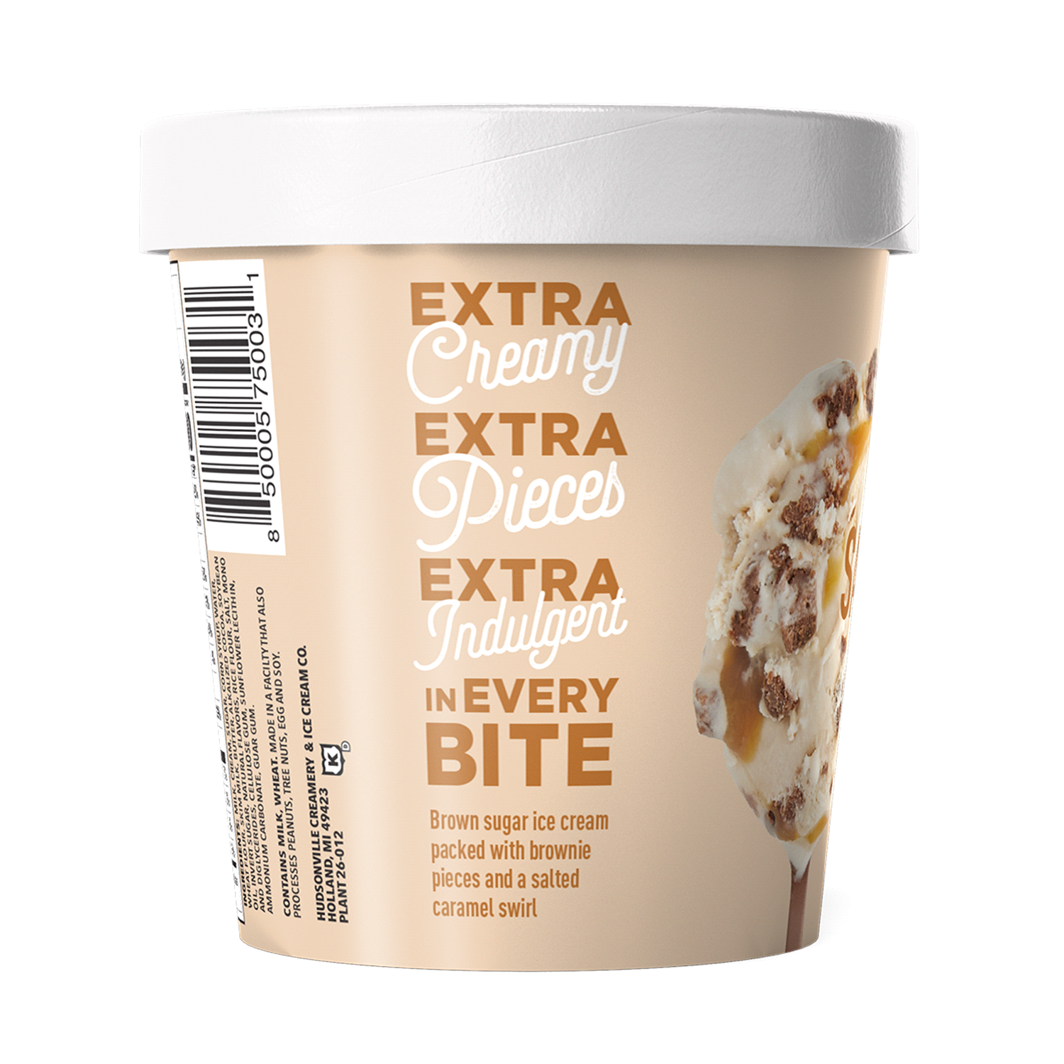 slide 3 of 3, Hudsonville Extra Indulgent Salted Caramel Brownie Ice Cream 1 pt, 1 pint