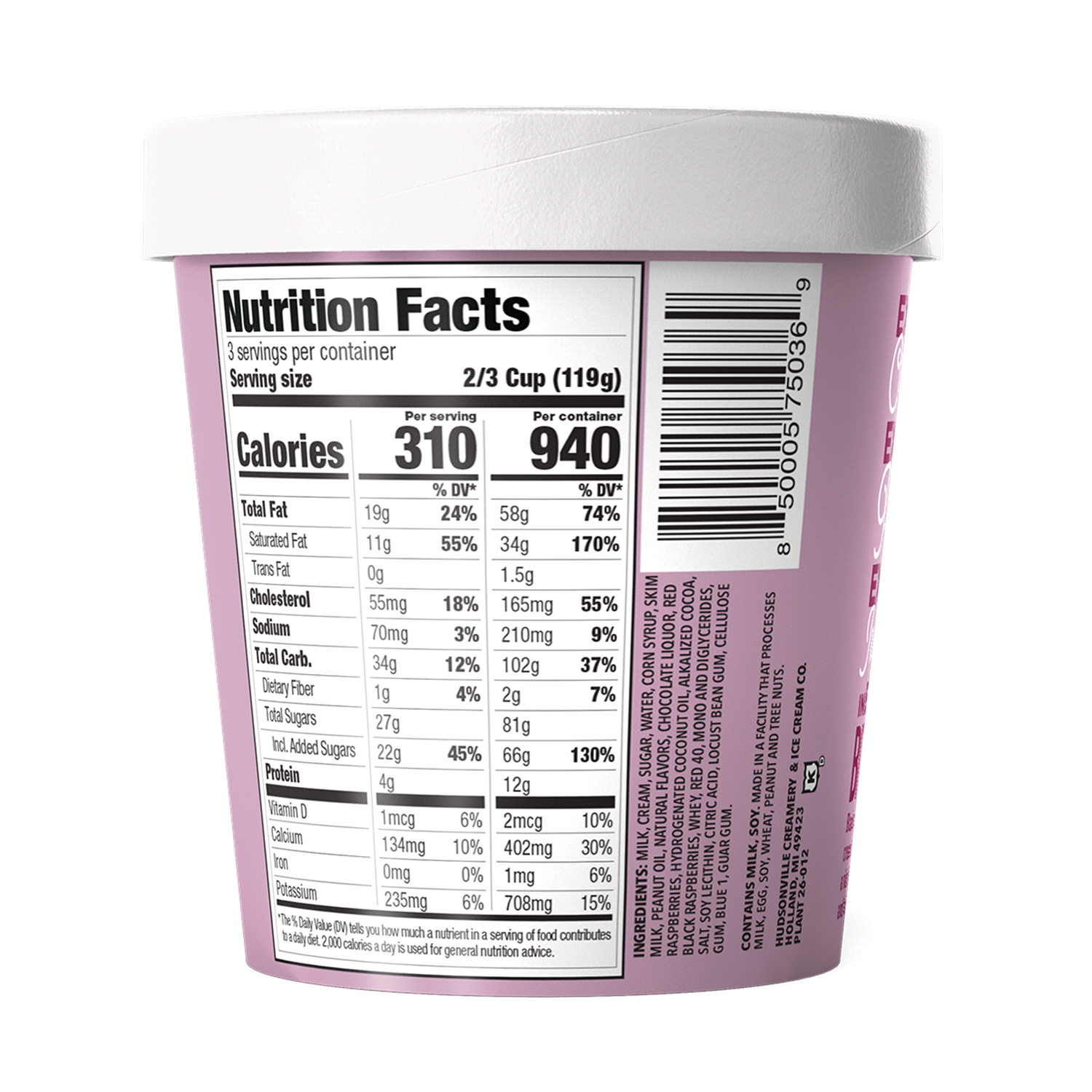 slide 2 of 3, Hudsonville Extra Indulgent Raspberry Chocolate Chunk Ice Cream 1 pt, 16 oz