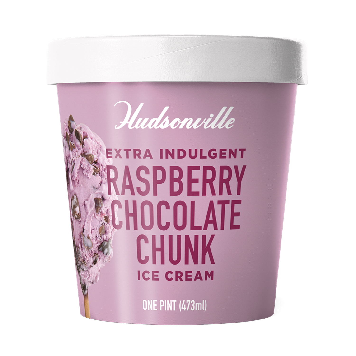 slide 1 of 3, Hudsonville Extra Indulgent Raspberry Chocolate Chunk Ice Cream 1 pt, 16 oz