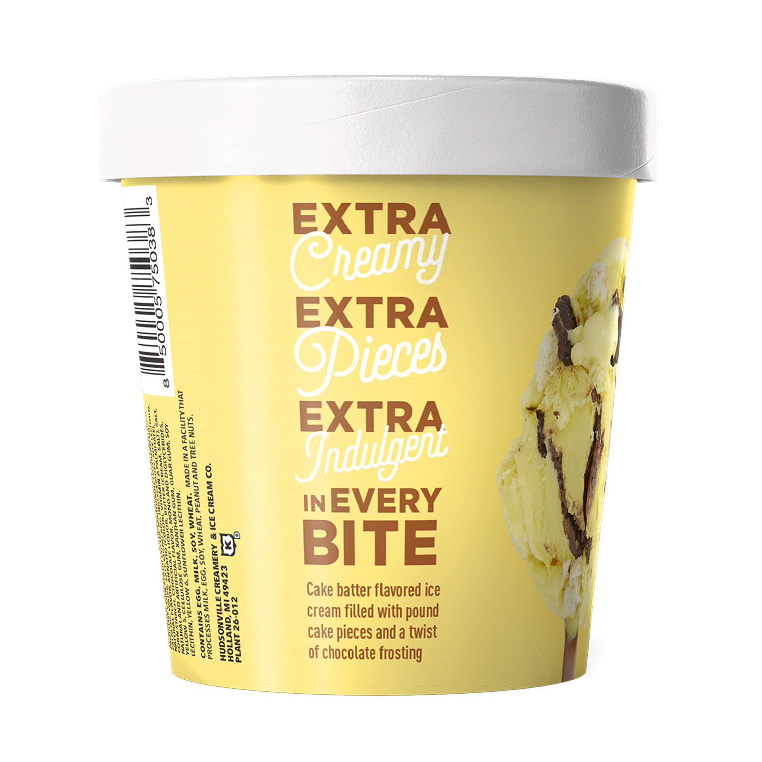 slide 3 of 3, Hudsonville Extra Indulgent Cake Batter Ice Cream 1 pt, 1 pint