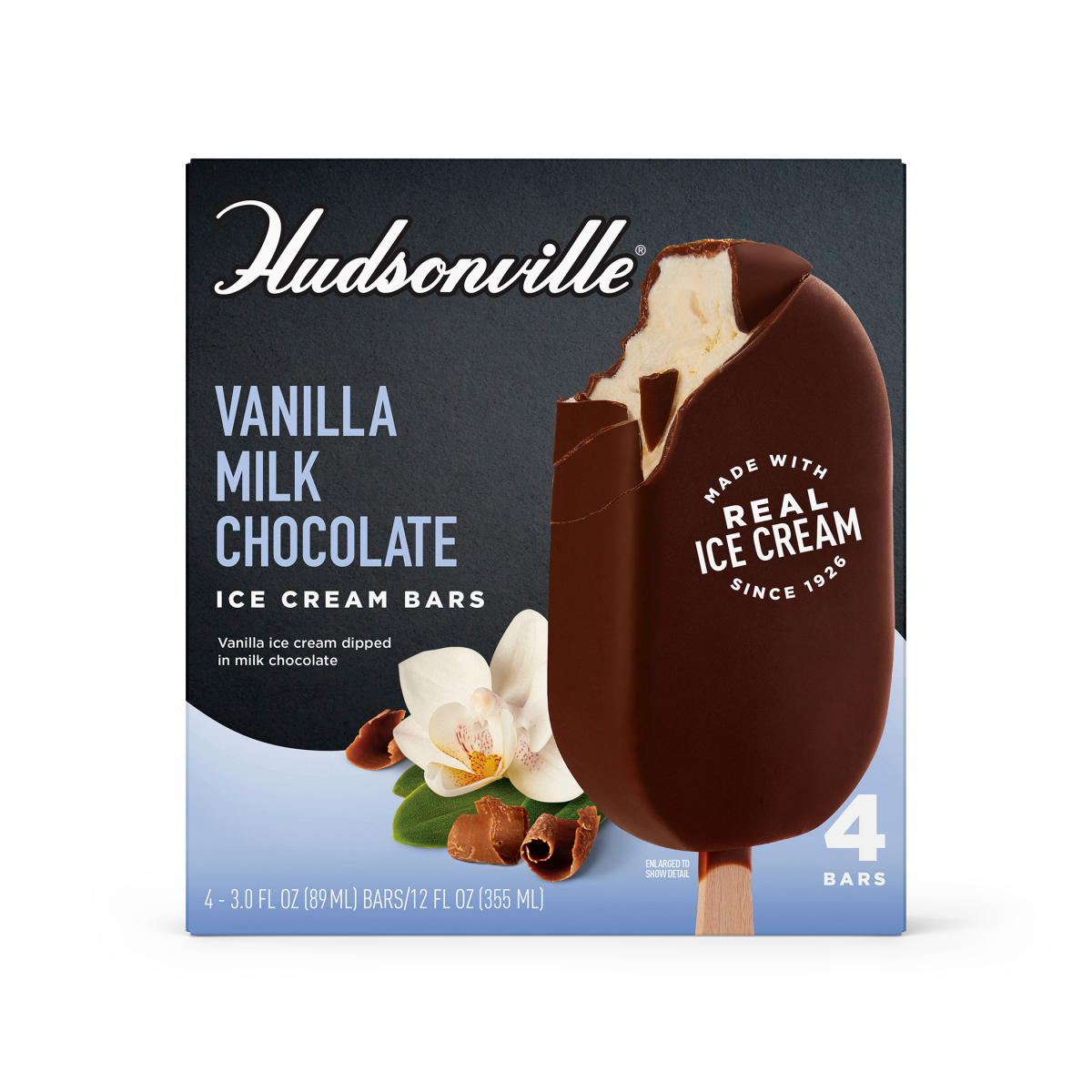 slide 1 of 4, Hudsonville Vanilla Milk Chocolate Ice Cream Bars 4 ea, 12 oz