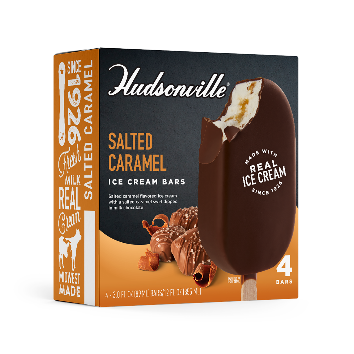 slide 4 of 4, Hudsonville Salted Caramel Ice Cream Bars 4 - 3.0 fl oz Bars, 4 ct