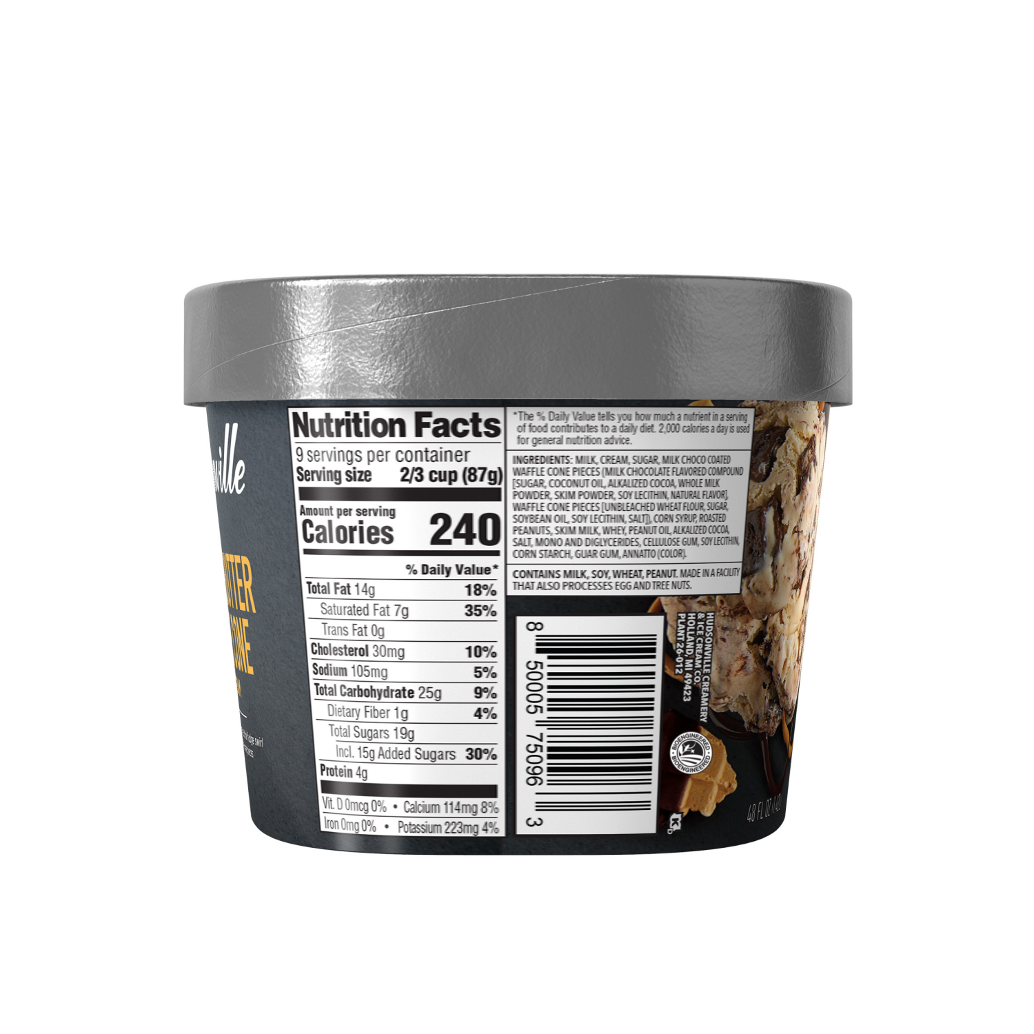 slide 2 of 4, Hudsonville Ice Cream Peanut Butter Waffle Cone, 48 fl oz