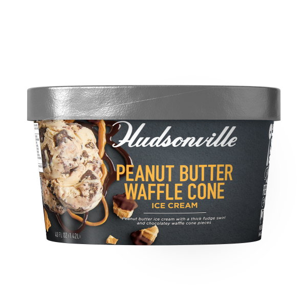 slide 9 of 13, Hudsonville Peanut Butter Waffle Cone Ice Cream 48 fl oz, 48 fl oz