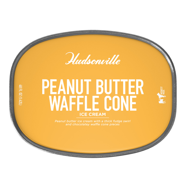 slide 7 of 13, Hudsonville Peanut Butter Waffle Cone Ice Cream 48 fl oz, 48 fl oz