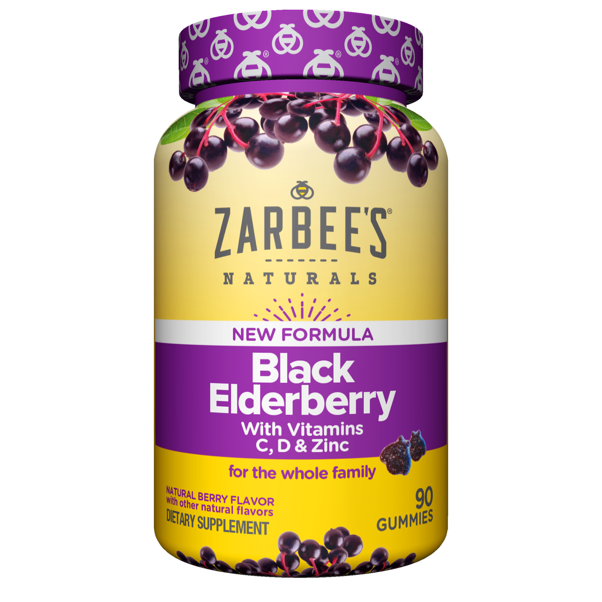 slide 1 of 2, Zarbee's Naturals Black Elderberry Gummies, 90 ct, 90 ct