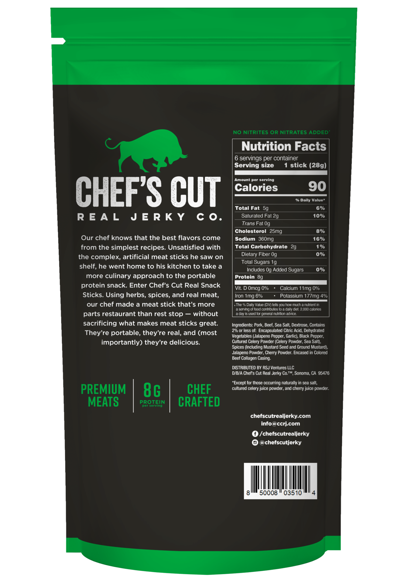 slide 2 of 2, CHEFS CUT Chef's Cut Jalapeno 6ct 1oz Sticks Pouch, 6 ct; 1 oz