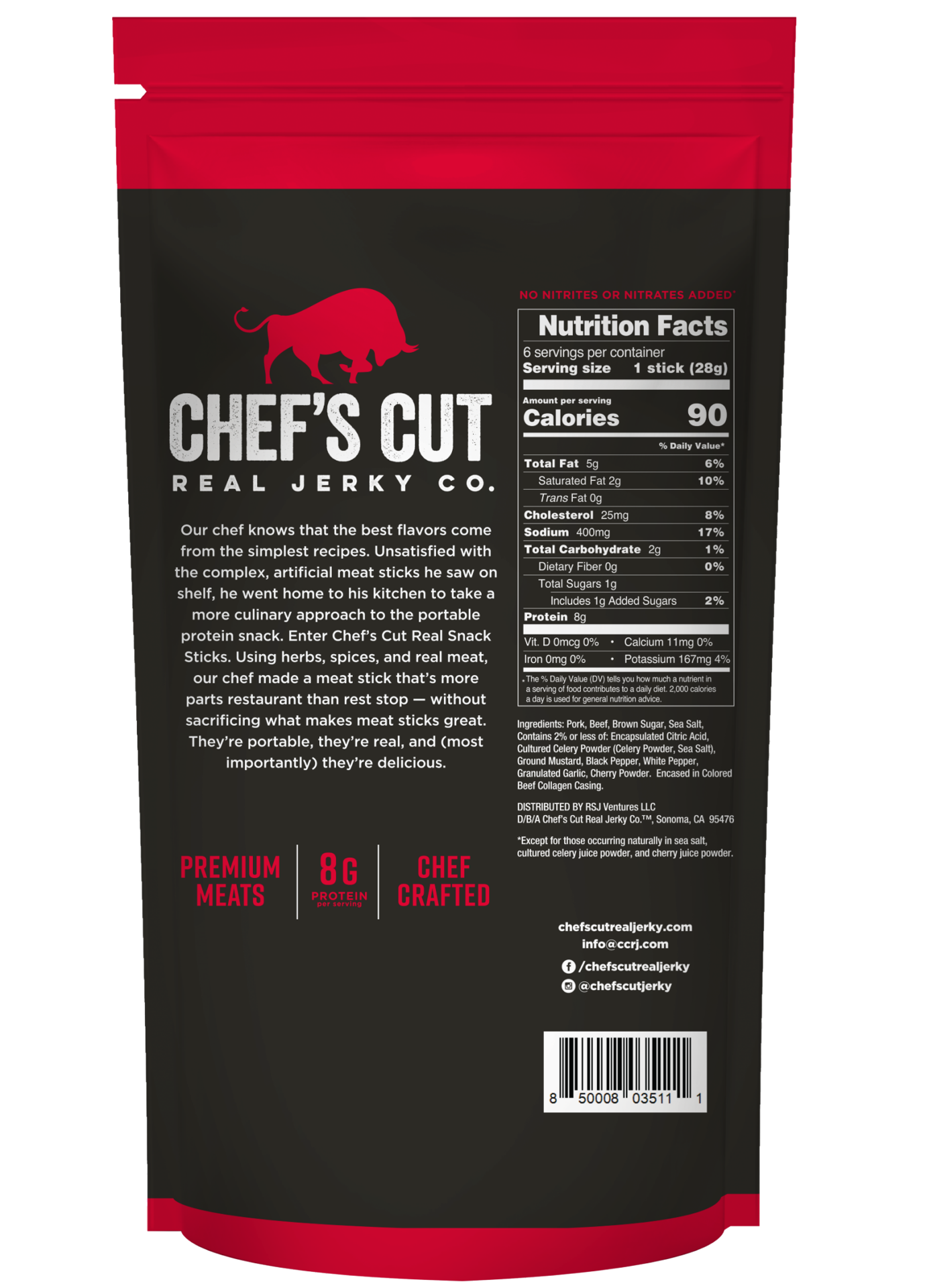 slide 2 of 2, CHEFS CUT Chef's Cut Original 6ct 1oz Sticks Pouch, 6 ct; 1 oz