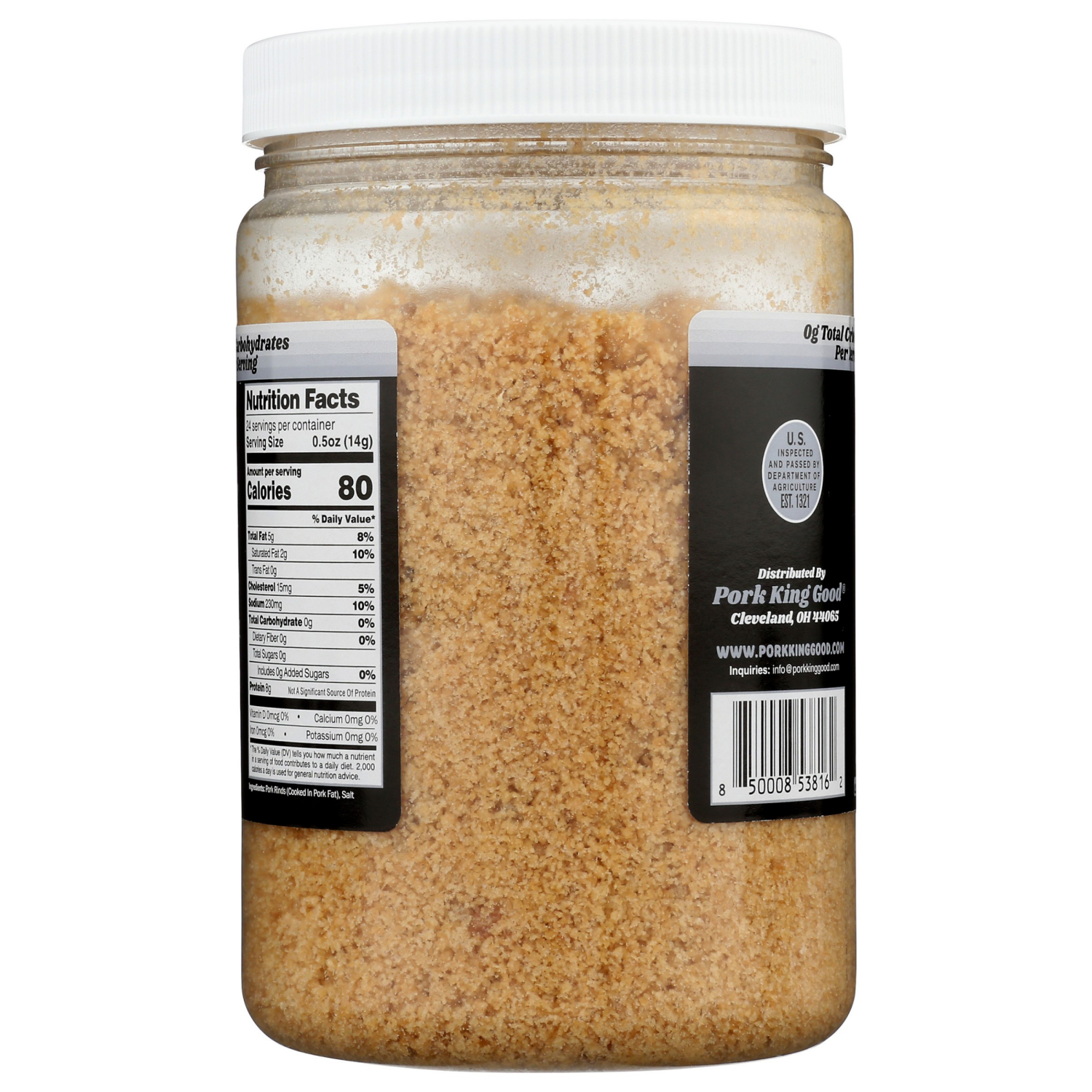 slide 2 of 3, Pork King Rind Jar Unseasoned, 12 oz