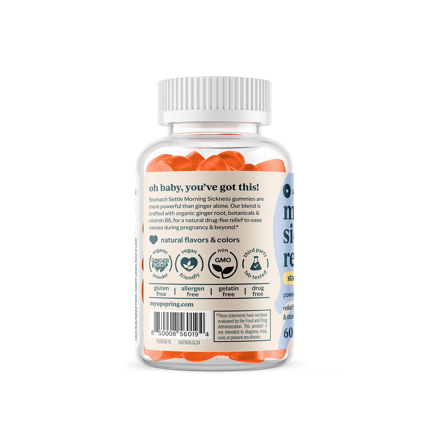 slide 2 of 4, NON BRAND Upspring Stomach Settle Morning Sickness Gummies Lemon, 60 Ct, 60 ct