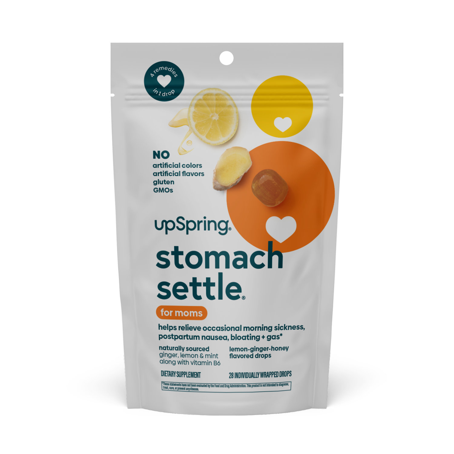 slide 1 of 2, UpSpring Stomach Settle Morning Sickness Lemon Ginger Honey Drops, 28 ct
