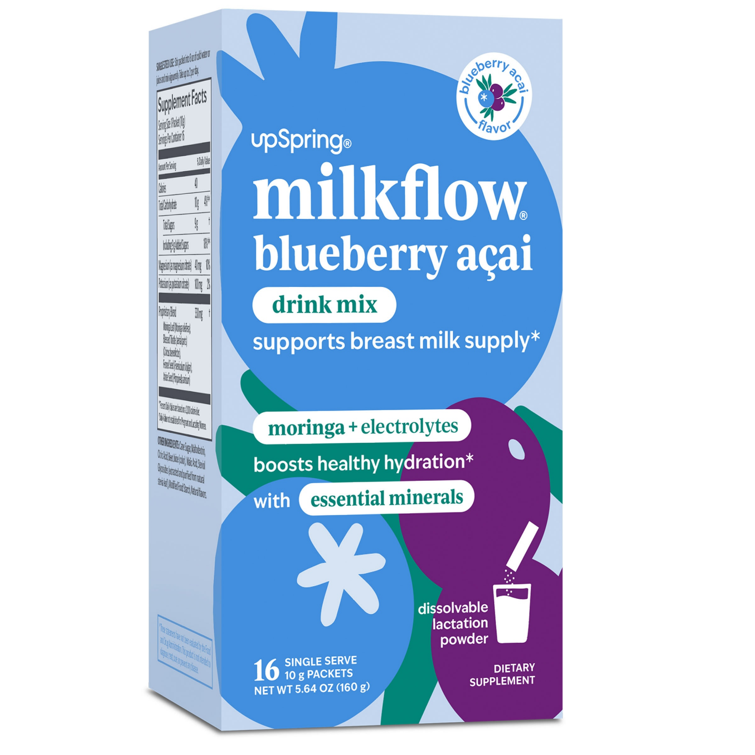 slide 1 of 4, Milkflow Blueberry Acai Flavor Drink Mix 16 - 10 g Single Serve Packets, 16 ct