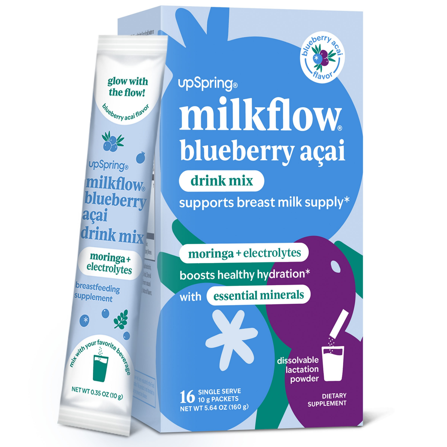 slide 4 of 4, Milkflow Blueberry Acai Flavor Drink Mix 16 - 10 g Single Serve Packets, 16 ct