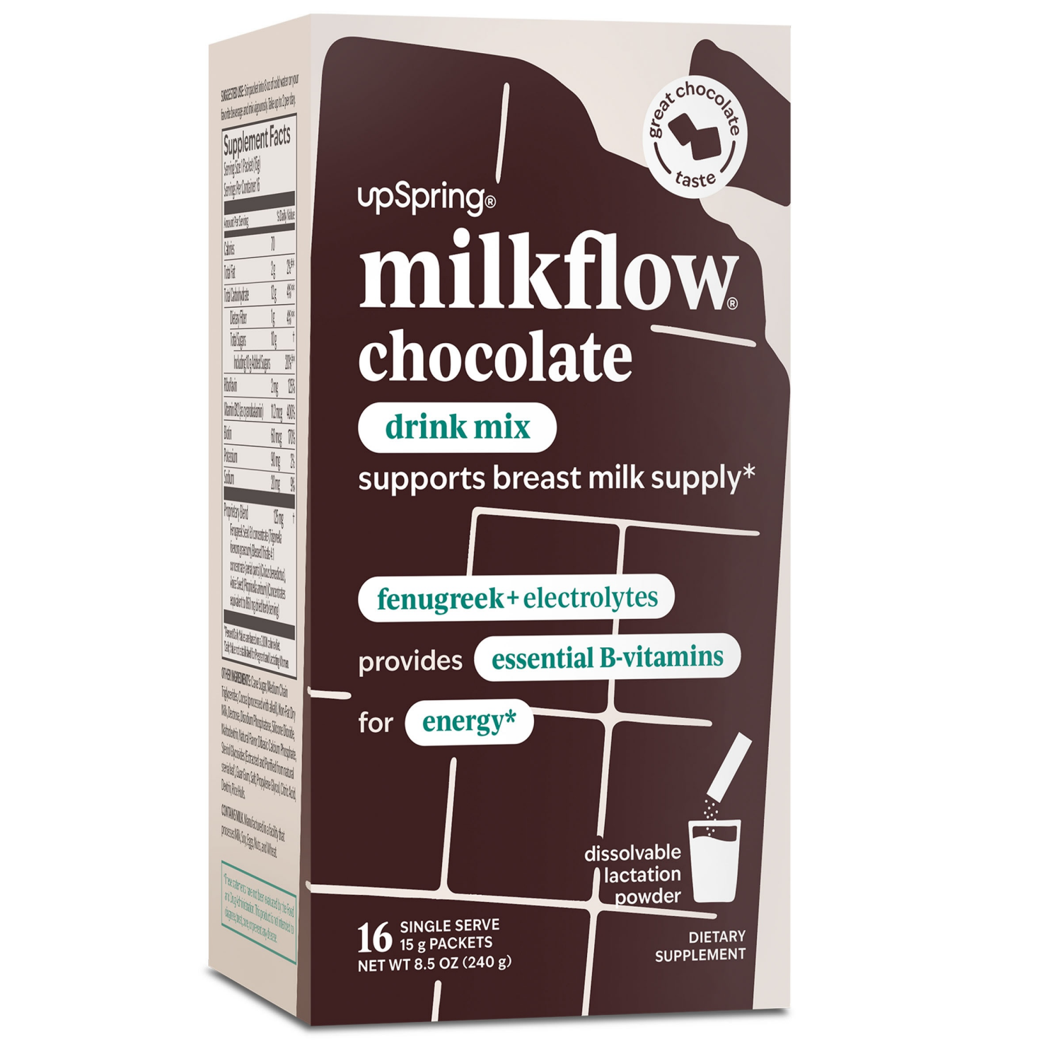 slide 1 of 4, Milkflow Chocolate Drink Mix 16 - 15 g Single Serve Packets, 16 ct