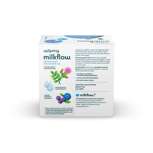 slide 9 of 13, UpSpring Milkflow Breastfeeding Supplement Drink Mix, Fenugreek Free, Blueberry Acai 16 Ct, 16 ct