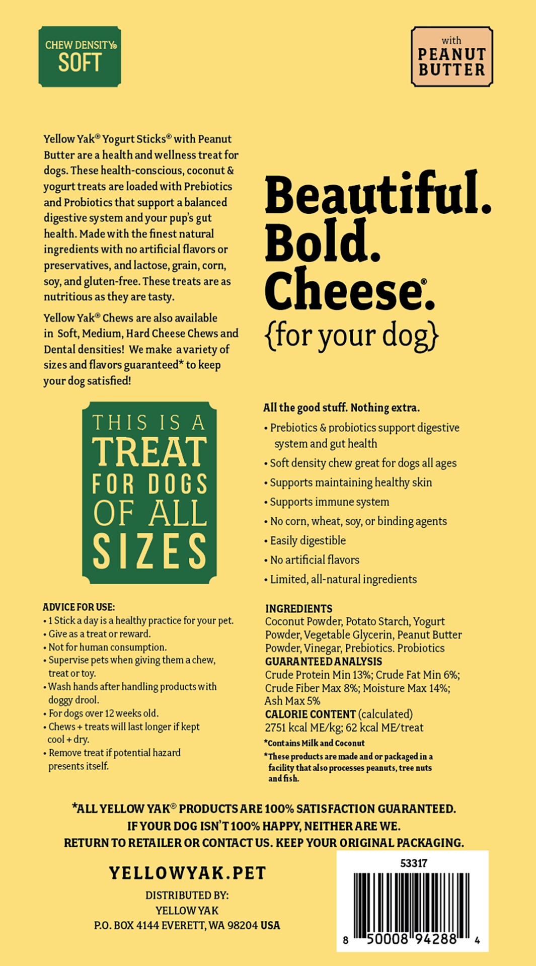 slide 2 of 2, Yellow Yak Yogurt Sticks with Peanut Butter Treat for Dogs - 1 Pack, 1 ct