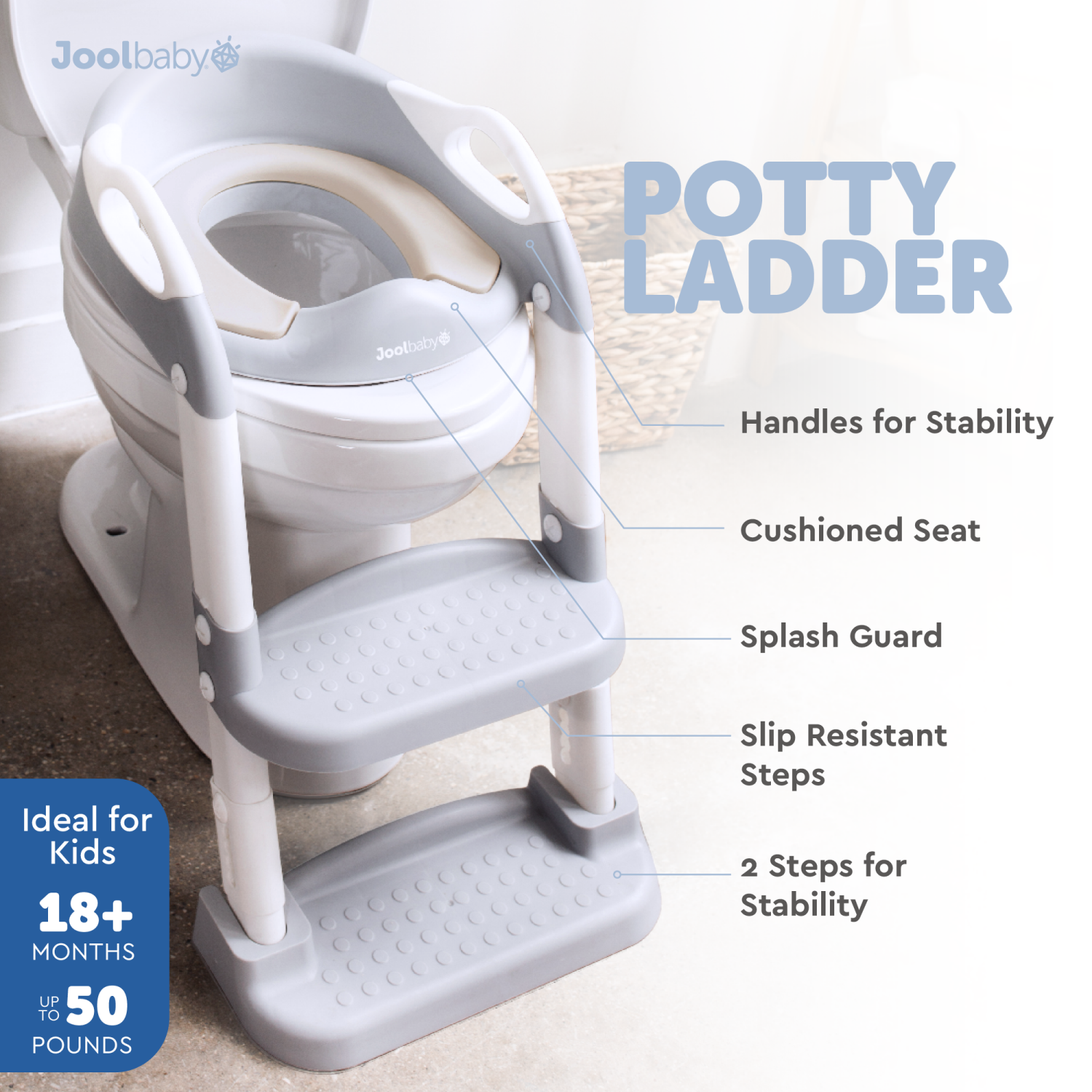 slide 5 of 8, Jool Baby Potty Ladder, Gray, 1 ct