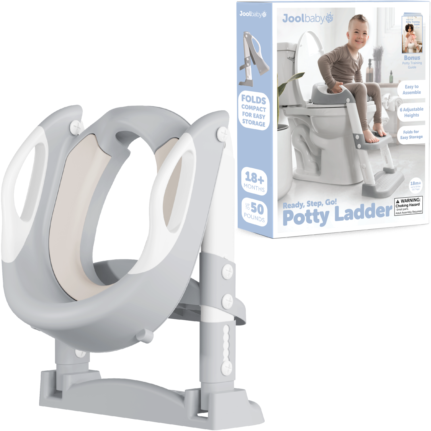 slide 1 of 8, Jool Baby Potty Ladder, Gray, 1 ct