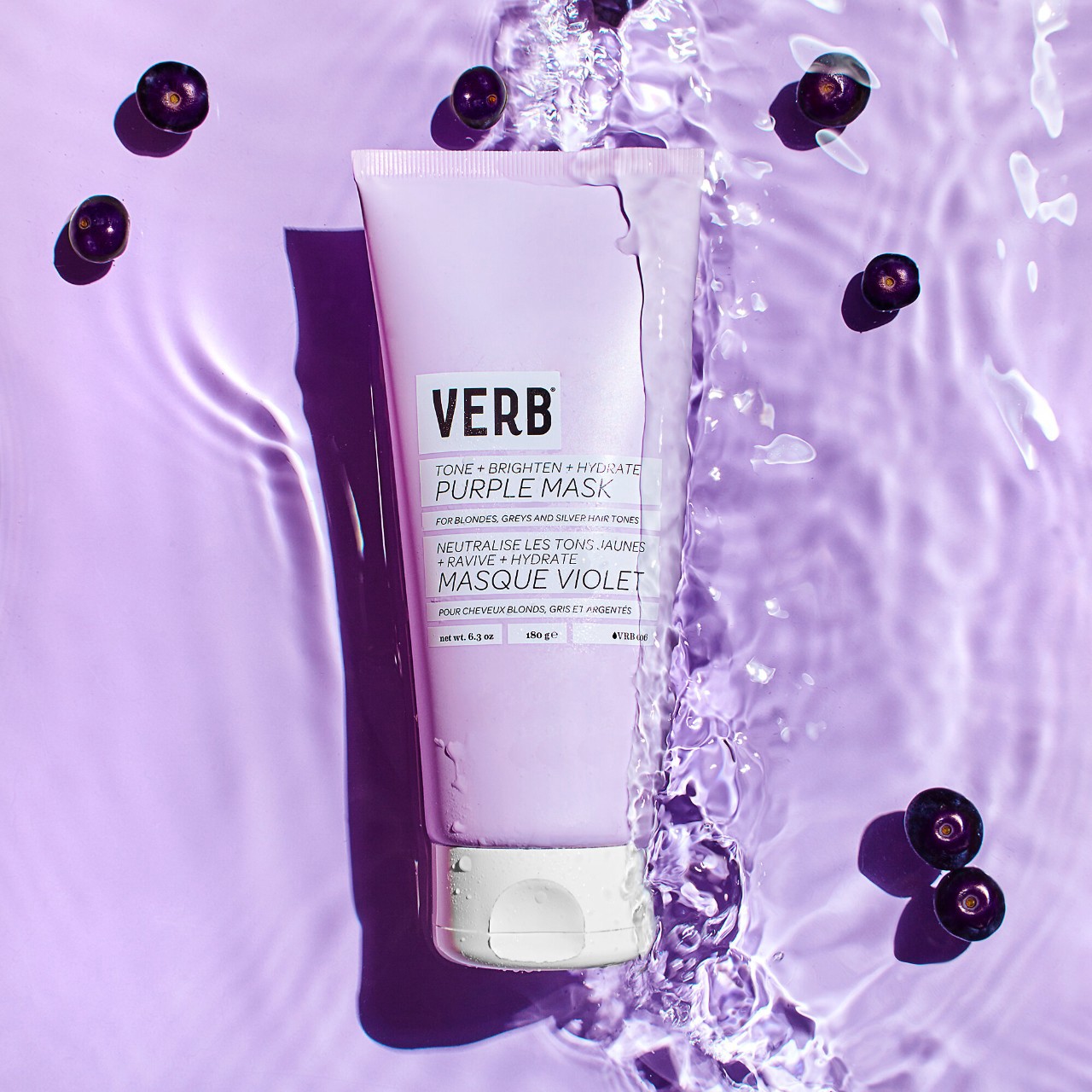 slide 8 of 10, Verb Brighten and Toning Purple Mask for Blonde Hair 6.3 oz/ 180 g,