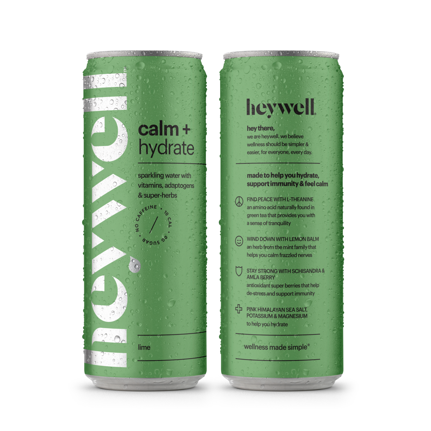 slide 1 of 2, Heywell Calm + Hydrate Lime Sparkling Water - 12 fl oz, 12 fl oz