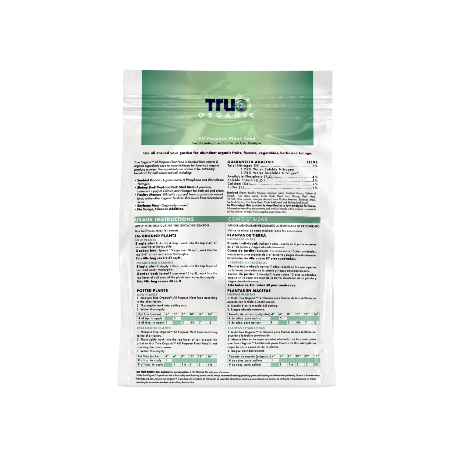 slide 2 of 2, True Organic All Purpose 5-4-5 Plant Food 4 lb, 4 lb