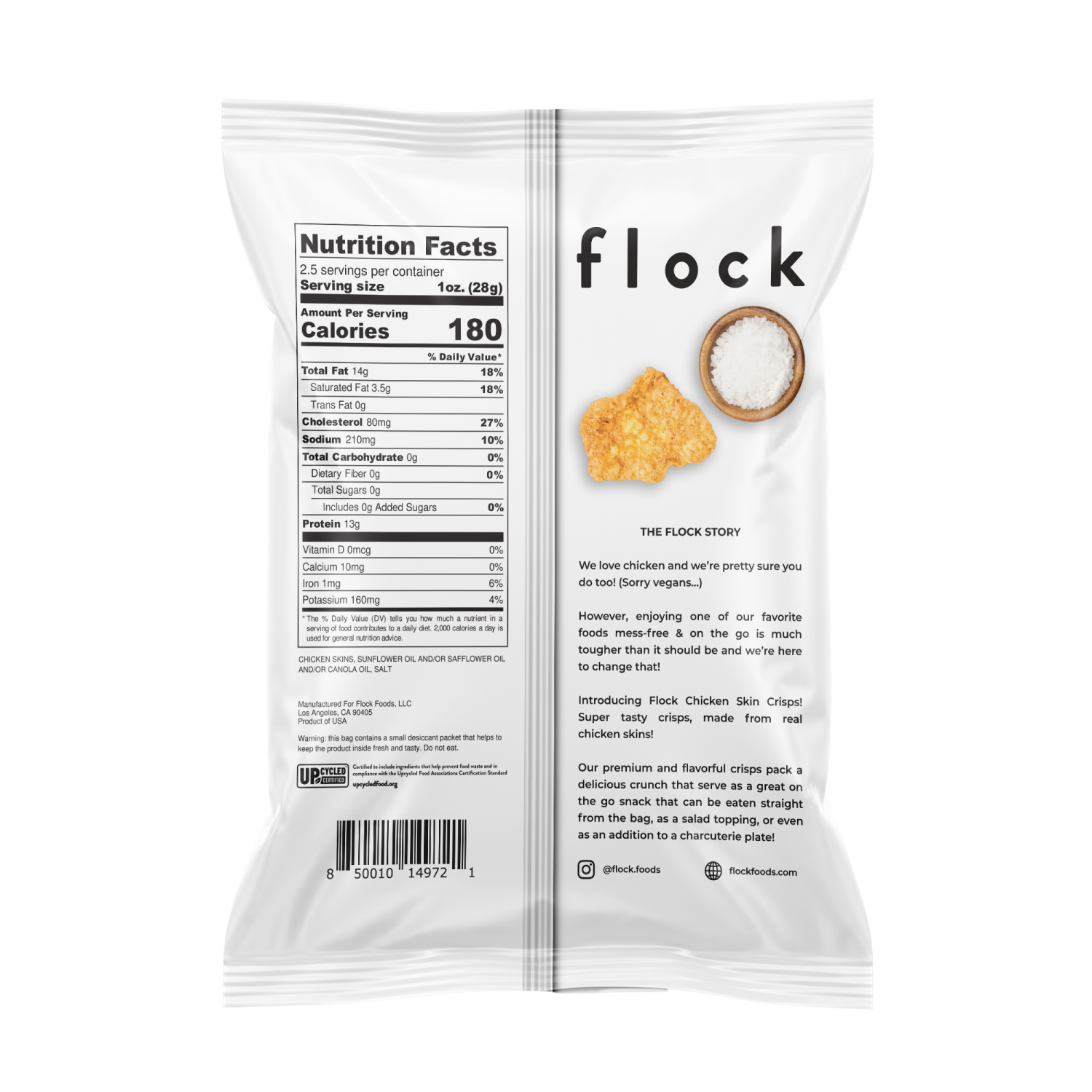 slide 2 of 2, Flock Original Chicken Skin Crisps, 2.5 oz