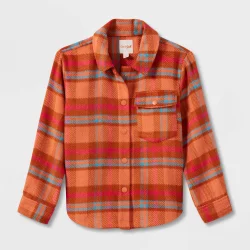 Girls' Plaid Shirt Shacket - Cat & Jack Cinnamon S
