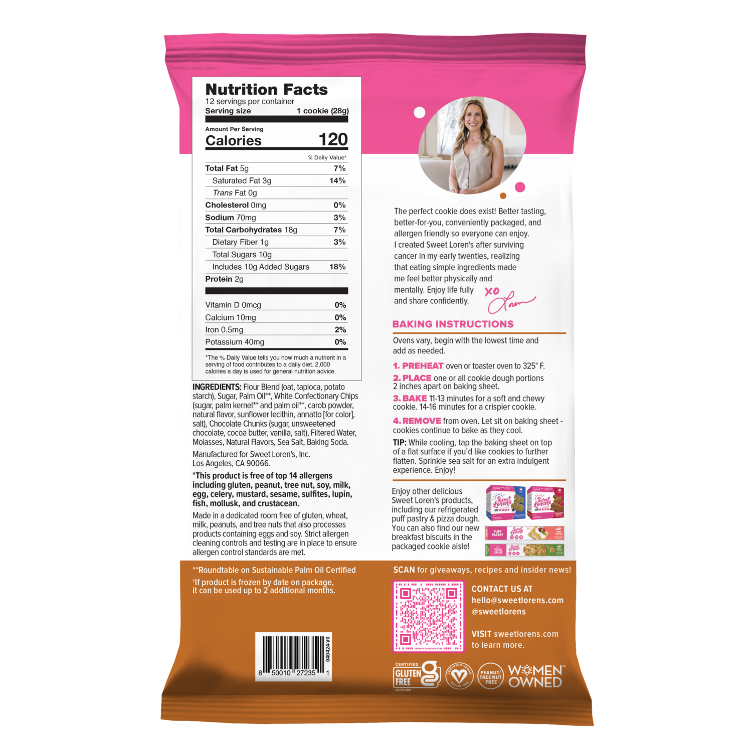 slide 2 of 2, Sweet Loren's Gluten Free & Vegan Salted Caramel Chocolate Cookie Dough- 12 ct, 12 ct