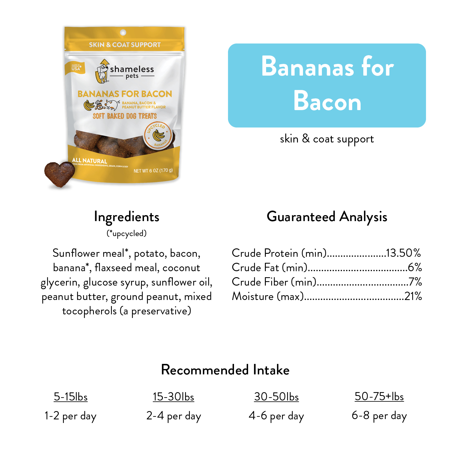 slide 2 of 2, Shameless Pets Soft Baked Bananas for Bacon Dog Treats 6 oz, 6 oz