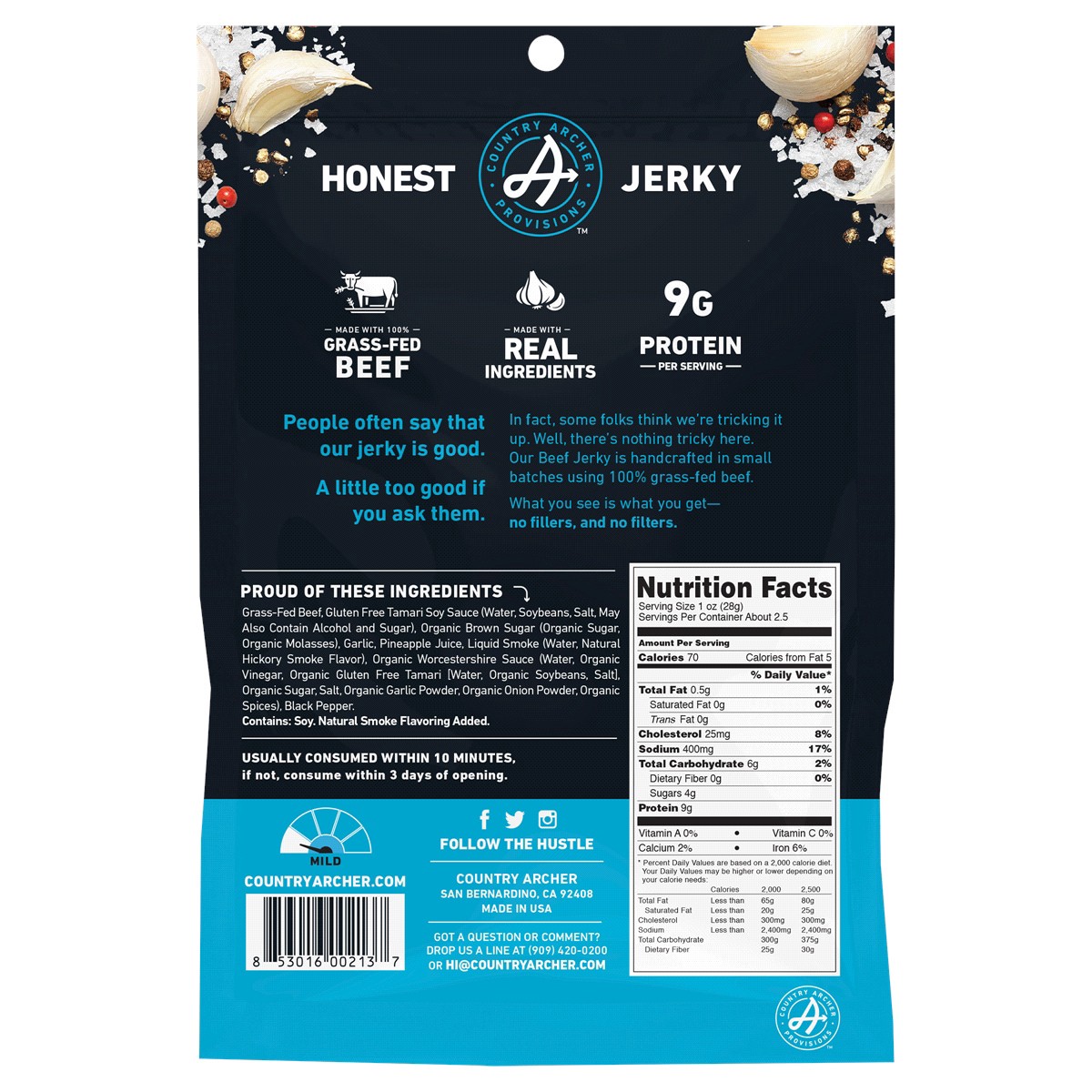 slide 2 of 2, Country Archer Provisions Grass-Fed Original Beef Jerky 2.5 oz, 2.5 oz