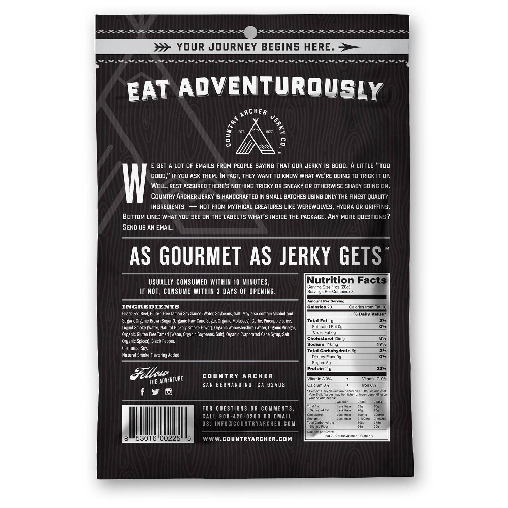 slide 2 of 5, Country Archer Provisions Grass-Fed Original Beef Jerky 2.5 oz, 2.5 oz