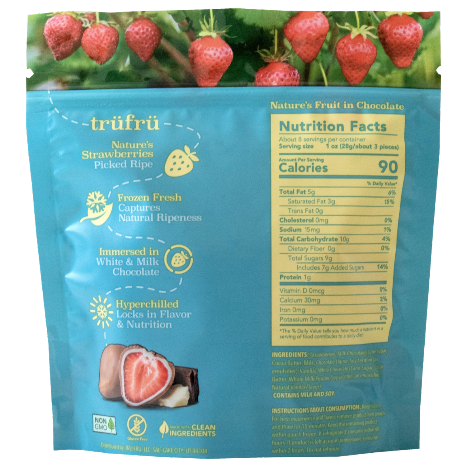 slide 2 of 4, Tru Fru Nature's Strawberries Frozen Fresh in White & Milk Chocolate, 8 oz