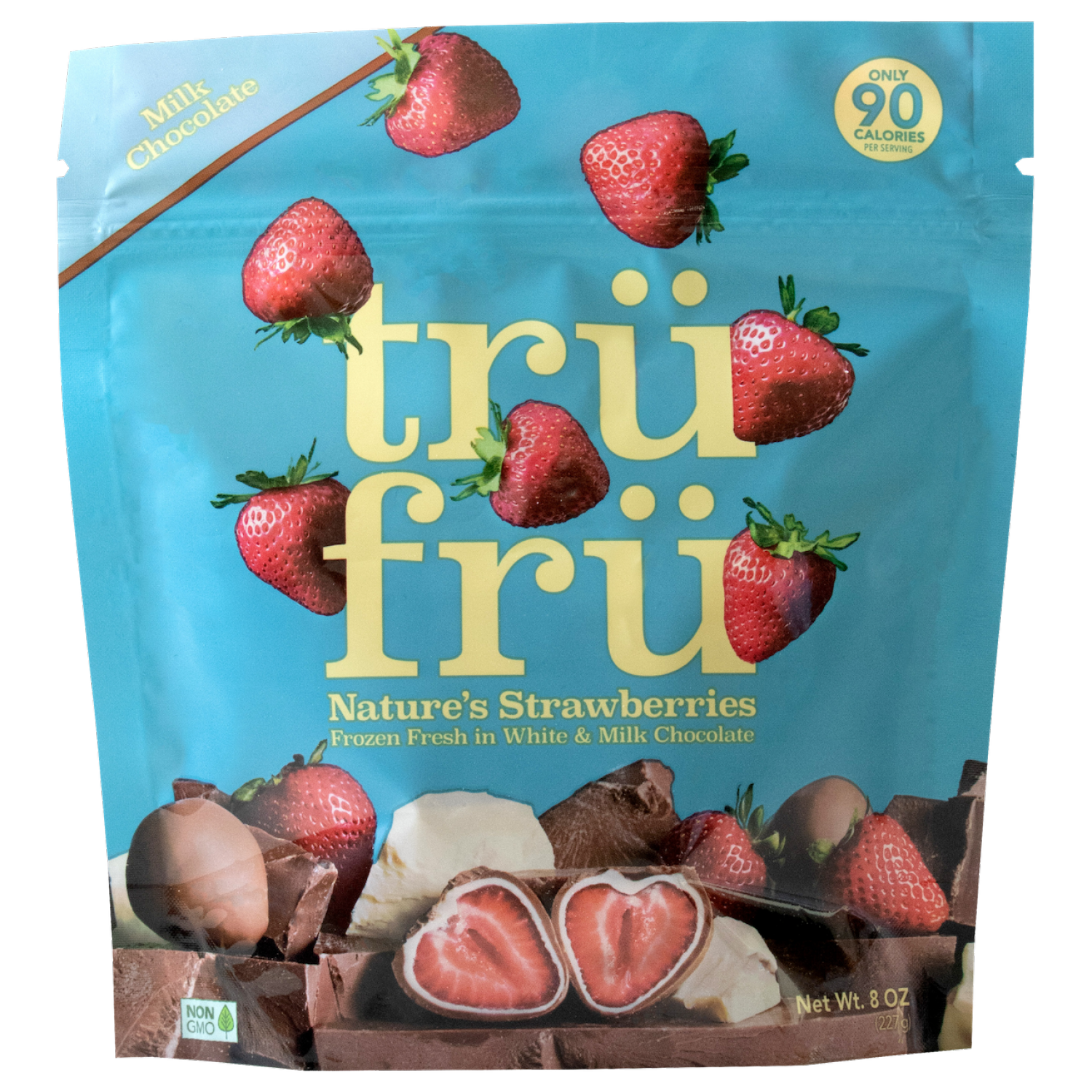 slide 1 of 4, Tru Fru Nature's Strawberries Frozen Fresh in White & Milk Chocolate, 8 oz