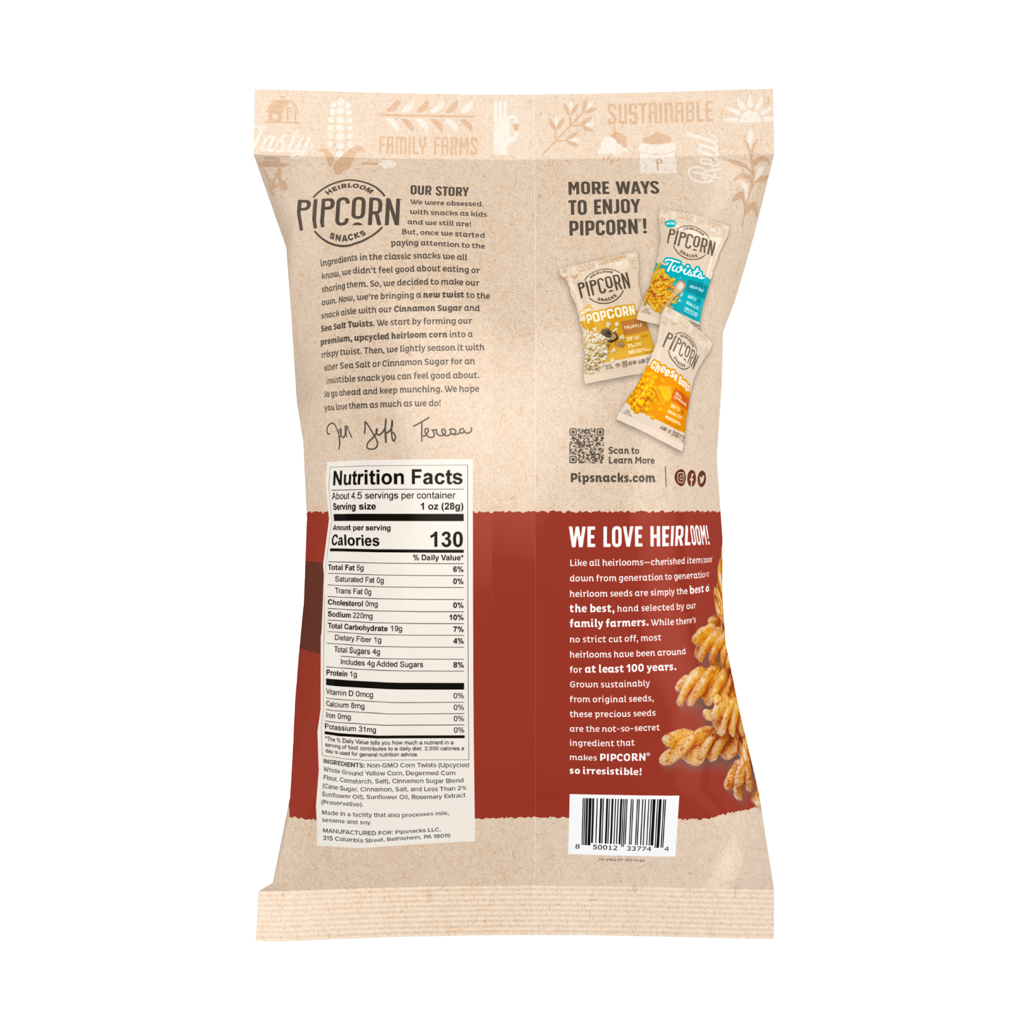 slide 2 of 2, Pip's Heirloom Snacks Cinnamon Sugar Twists 4.5 oz, 4.5 oz