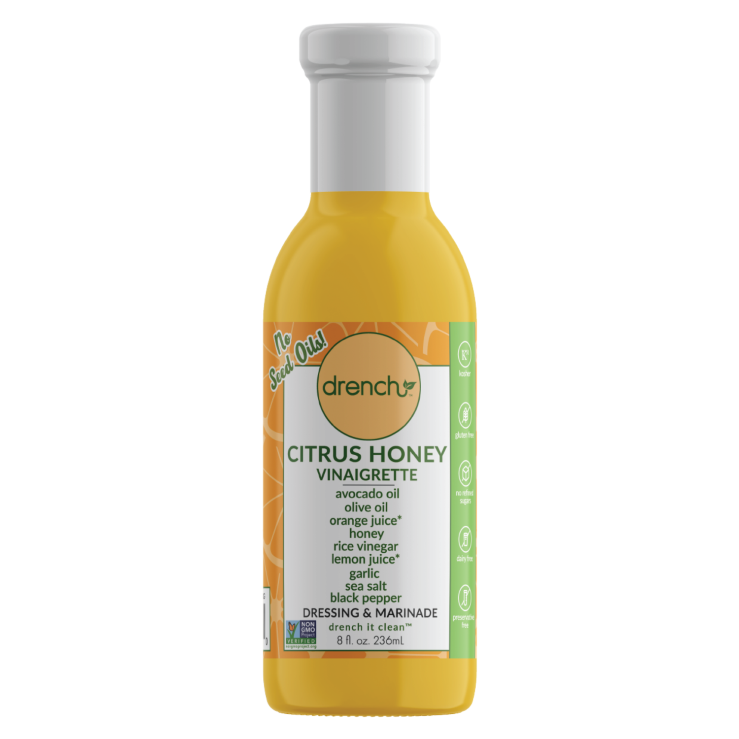 slide 1 of 1, Drench Dressing Marinade Citrus Honey Vinaigrette - 8 OZ, 8 oz