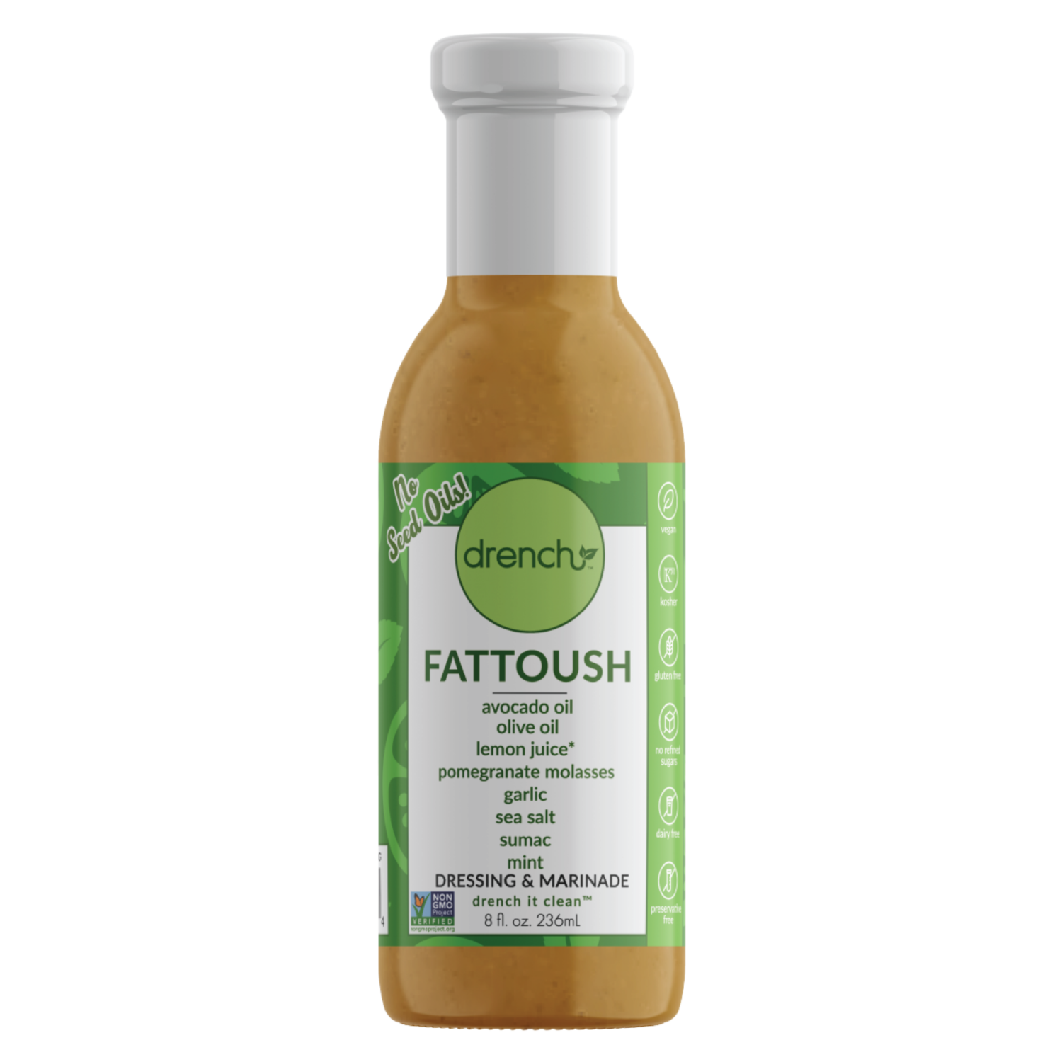 slide 1 of 1, Drench Mediterranean Fattoush Dressing 8OZ, 8 oz