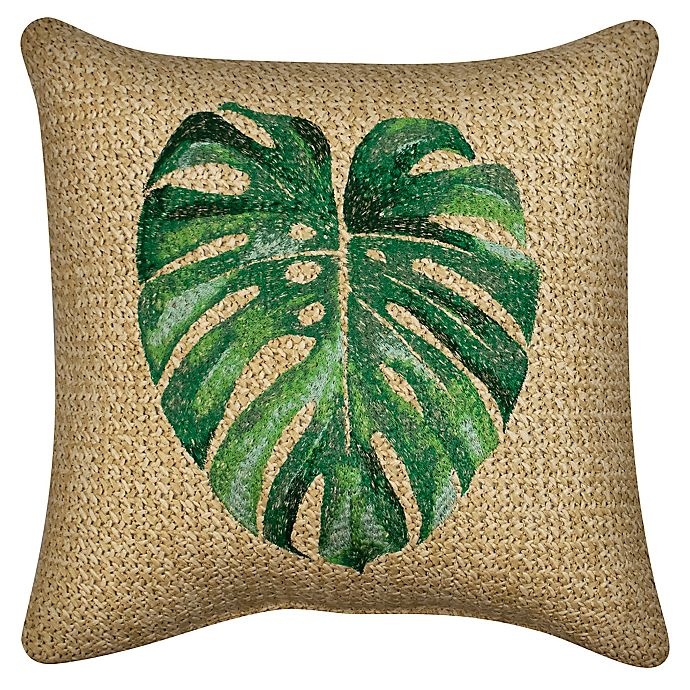 slide 1 of 1, W Home Raffia Palm Leaf Square Indoor/Outdoor Thow Pillow - Tan, 1 ct