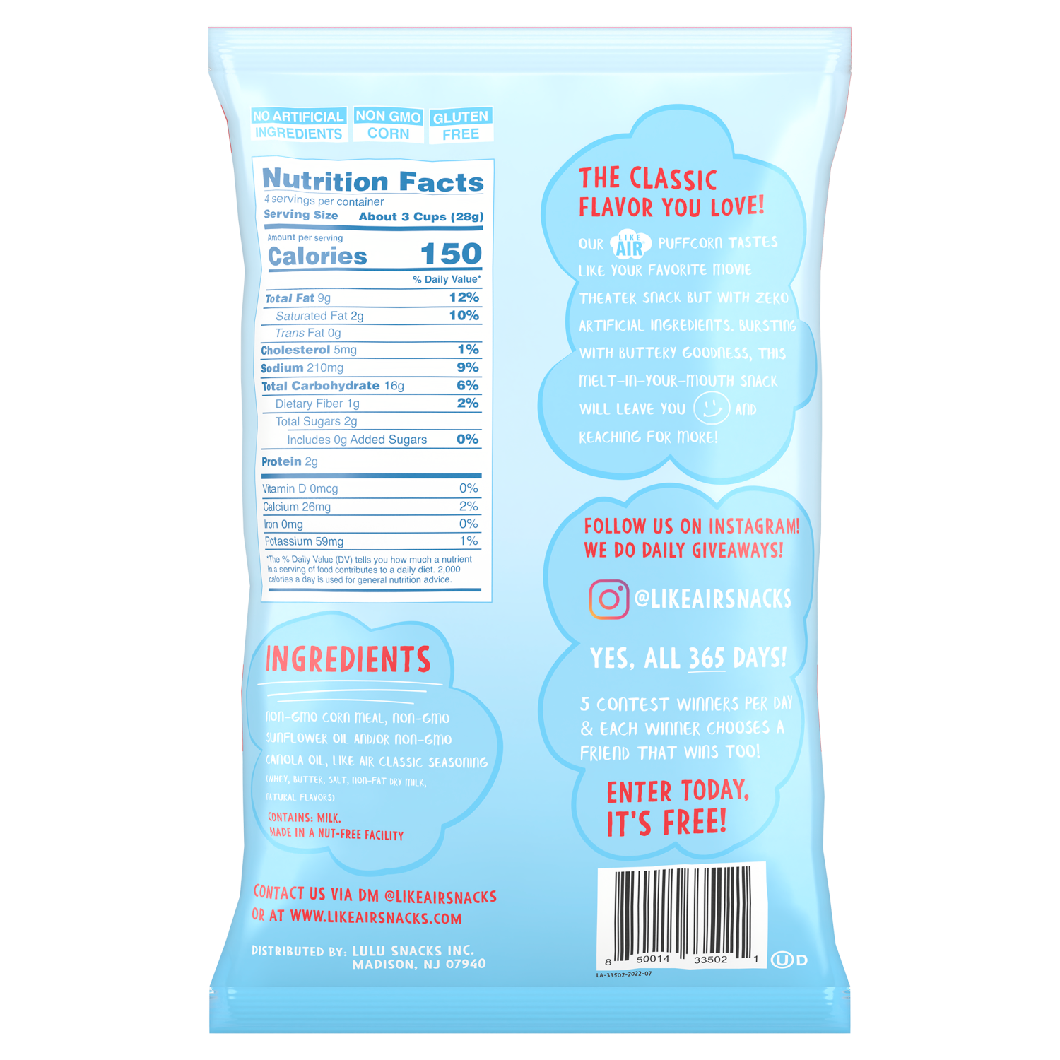 slide 2 of 2, Like Air Puffcorn, Classic 4oz, 4 oz